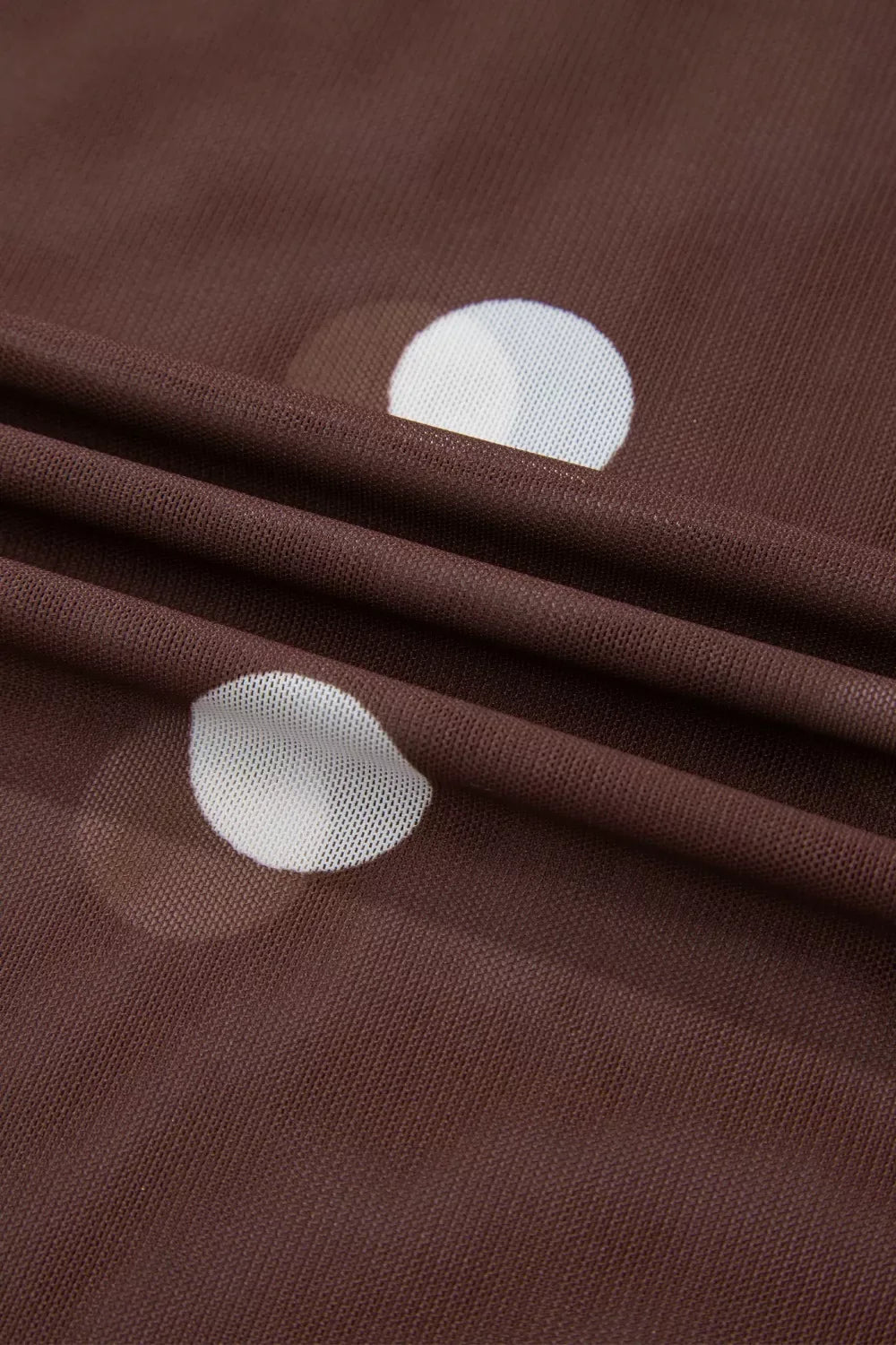 Vintage Polka Dot Print Mesh Long Sleeve Bodysuit - Trendsi - Flyclothing LLC