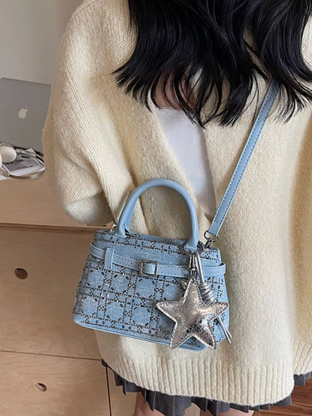 Texture Star Charm Crossbody Bag - Trendsi - Flyclothing LLC