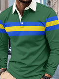 Men's Full Size Collared Contrast Striped Polo Plus Size - Trendsi - Flyclothing LLC