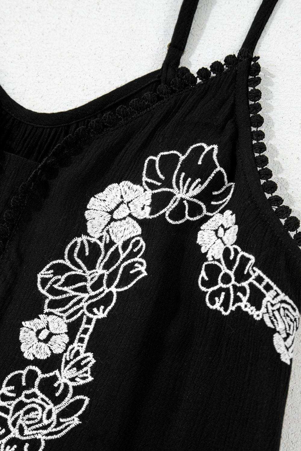 Floral Ruffled Hem Embroidery Cami - Trendsi - Flyclothing LLC