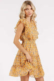 Mittoshop Ditsy Floral Print Ruffle Chiffon Mini Dress - Trendsi - Flyclothing LLC