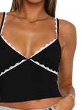 Lace Detail Contrast Trim Cami - Trendsi - Flyclothing LLC