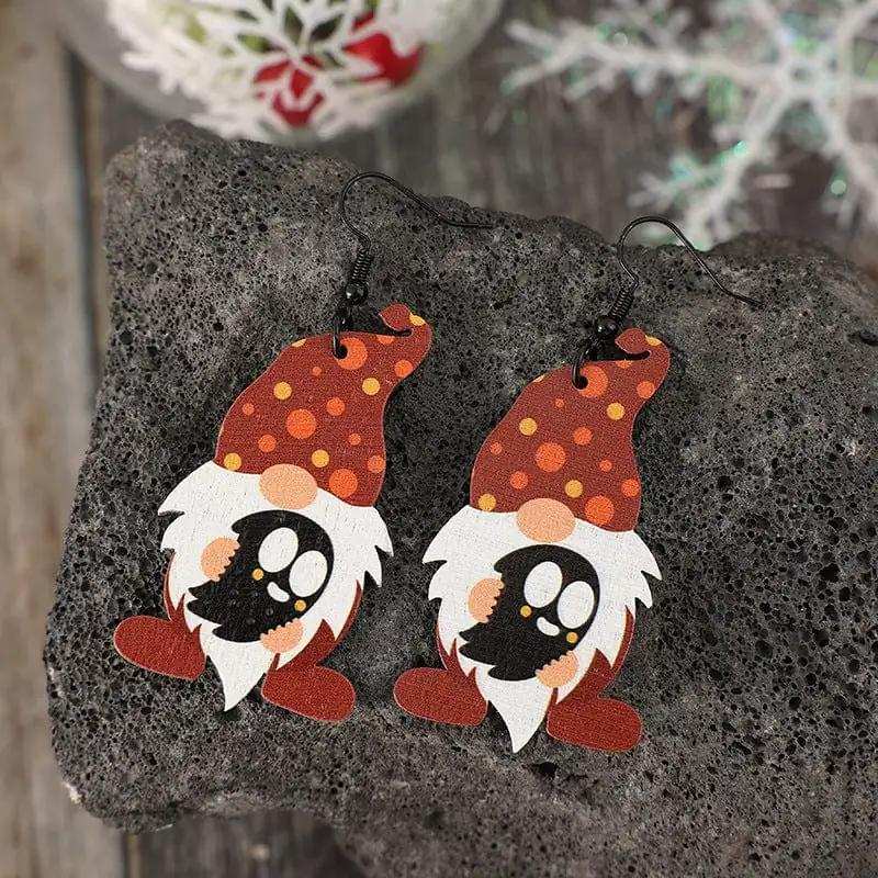 Point Hat Gnome Wooden Dangle Earrings - Trendsi - Flyclothing LLC
