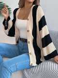 Color Block Button-Up Cardigan - Trendsi - Flyclothing LLC