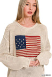 Zenana American Flag Crew Neck Sweater - Trendsi - Flyclothing LLC