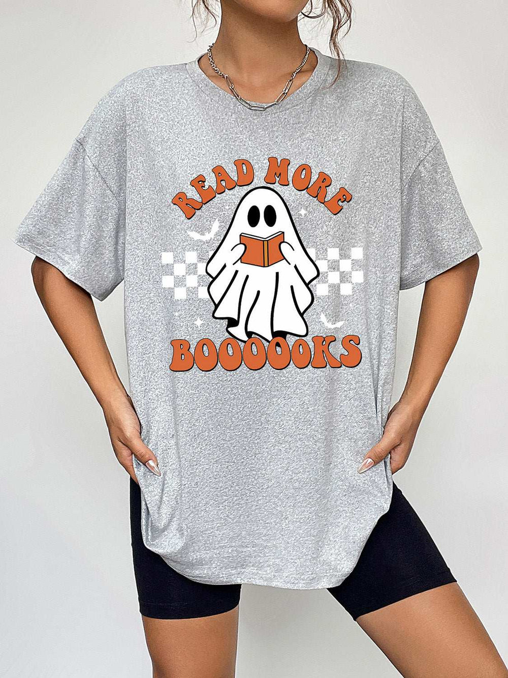 Round Neck Short Sleeve Ghost Graphic T-Shirt - Trendsi - Flyclothing LLC