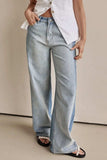 Contrast Straight Leg Jeans with Pockets - Trendsi - Flyclothing LLC