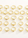 18K Gold-Plated Zircon Letter Ring - Trendsi - Flyclothing LLC