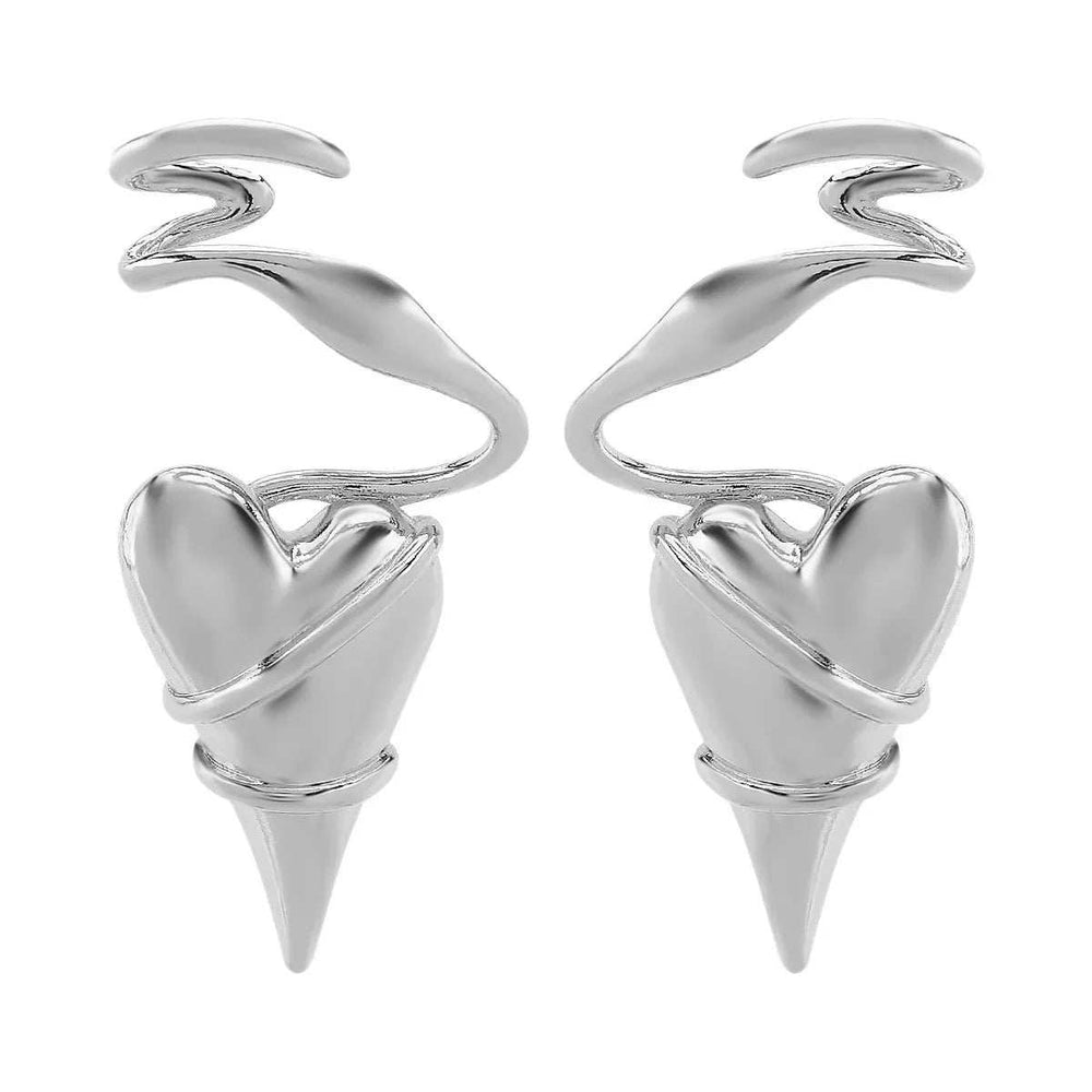 Heart-Shaped Twisted Wire Earrings - Trendsi - Flyclothing LLC