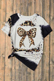 Bow Graphic Leopard Round Neck Short Sleeve T-Shirt - Trendsi - Flyclothing LLC