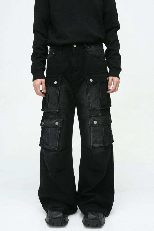Multi-Pocket Cargo Wide-Leg Jeans - Trendsi - Flyclothing LLC
