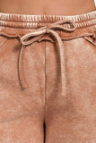 Zenana Acid Wash Fleece Drawstring Shorts With Pockets - Trendsi - Flyclothing LLC
