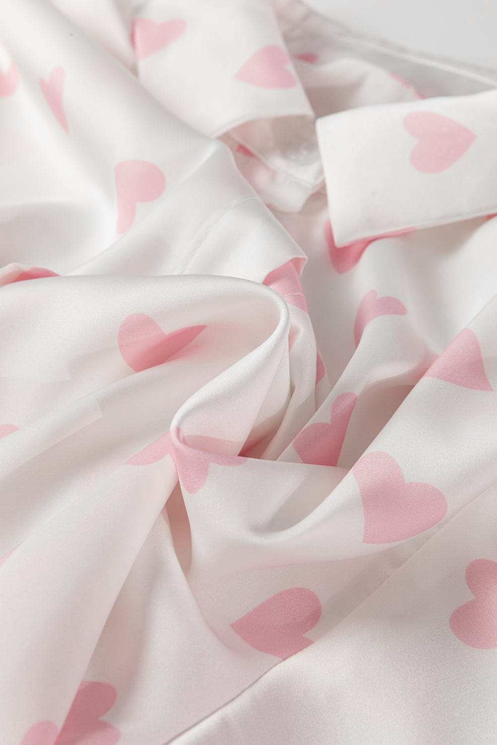 Heart Print Collared Neck Long Sleeve Shirt - Trendsi - Flyclothing LLC