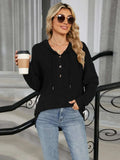 Half Button Long Sleeve Hooded Top - Trendsi - Flyclothing LLC