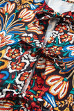 Tropical Print Puff Sleeve Knot Front Blouse - Trendsi - Flyclothing LLC