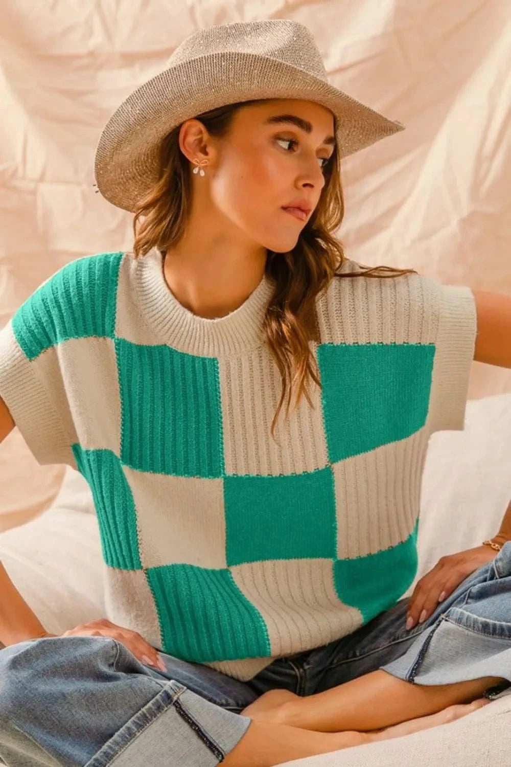 SO ME Check Plaid Casual Sweater Top - Trendsi - Flyclothing LLC