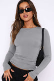 Round Neck Long-Sleeve Top - Trendsi - Flyclothing LLC