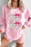 Bow Floral Printed Valentines Day XOXO Sweatshirt - Trendsi - Flyclothing LLC