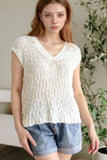 Notched Cap Sleeve Knit Top - Trendsi - Flyclothing LLC