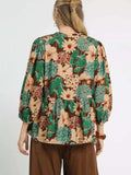 Umgee Mix Floral Peplum Blouse with Tie Neck - Trendsi - Flyclothing LLC