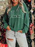 Holly Letter Round Neck Sweatshirt - Trendsi - Flyclothing LLC