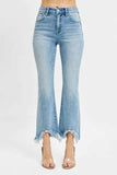 RISEN Full Size High Rise Crop Bootcut Fray Hem Jeans Plus Size - Trendsi - Flyclothing LLC