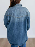 Snap Down Dropped Shoulder Denim Jacket - Trendsi - Flyclothing LLC
