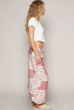 POL Drawstring Floral Patchwork Wide leg Pants - Trendsi - Flyclothing LLC