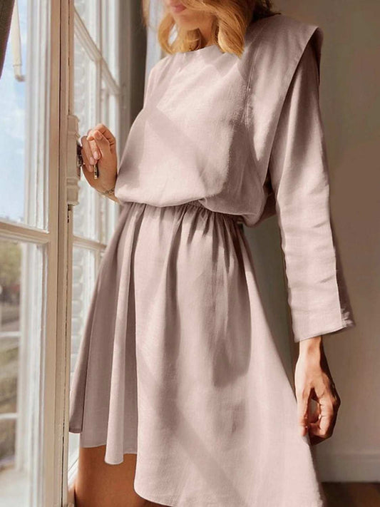 Round Neck Long Sleeve Mini Dress - Trendsi - Flyclothing LLC