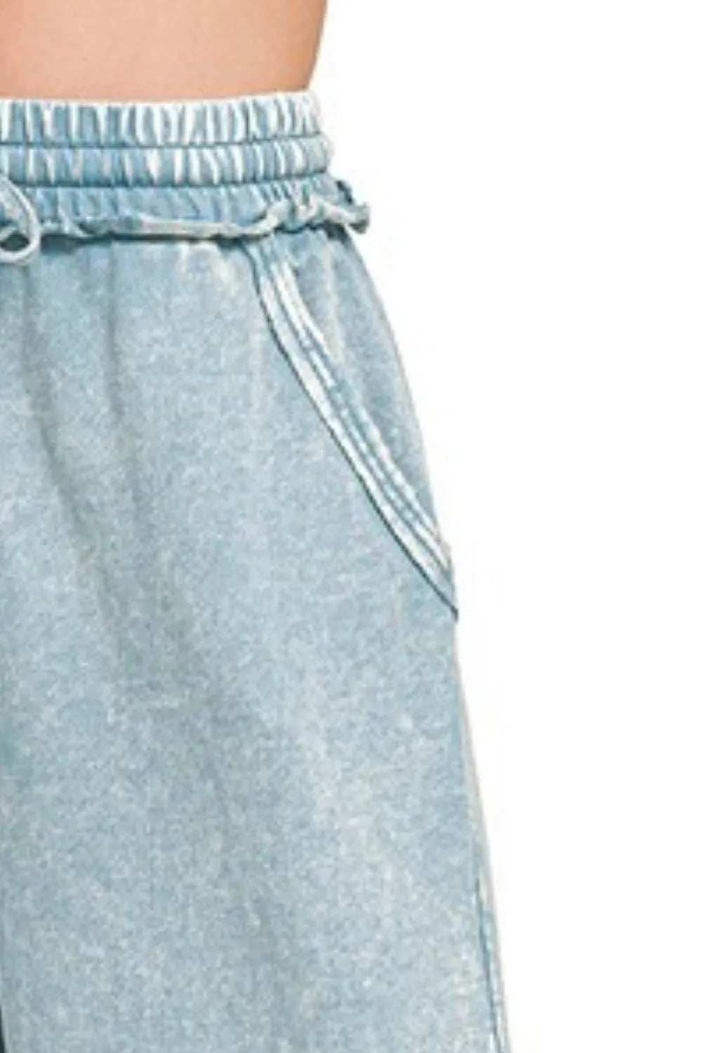 Zenana Washed French Terry Palazzo With Pockets - Trendsi - Flyclothing LLC