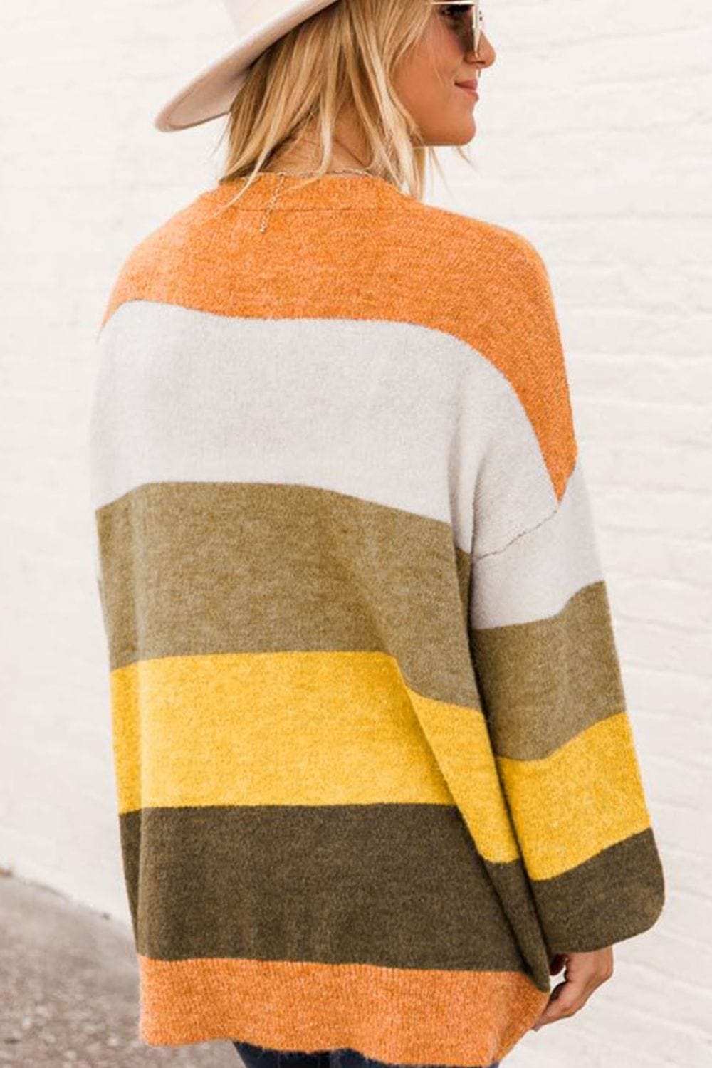 Open Front Color Block Cardigan - Trendsi - Flyclothing LLC