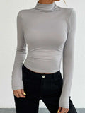 Mock Neck Long Sleeve T-Shirt - Trendsi - Flyclothing LLC