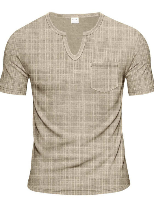 Men's Full Size Notched Short Sleeve T-Shirt Plus Size - Trendsi - Flyclothing LLC