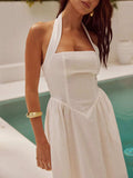 Devine Ruched Halter Neck Midi Dress - Trendsi - Flyclothing LLC