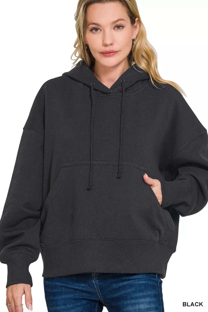 Zenana Oversized Fleece Kangaroo Pocket Hoodie - Trendsi - Flyclothing LLC