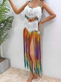 Fringe Scoop Neck Spaghetti Strap Cover-Up - Trendsi - Flyclothing LLC