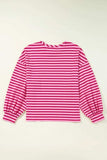 Striped Round Neck Long Sleeve Sweatshirt - Trendsi - Flyclothing LLC