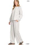 Zenana Scuba Crewneck Sweatshirt and Pants Set - Trendsi - Flyclothing LLC