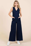 Mittoshop Sleeveless Wide Leg Denim Jumpsuit - Trendsi - Flyclothing LLC