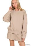 Zenana Fleece Long Sleeve Sweatshirts & Shorts Set - Trendsi - Flyclothing LLC