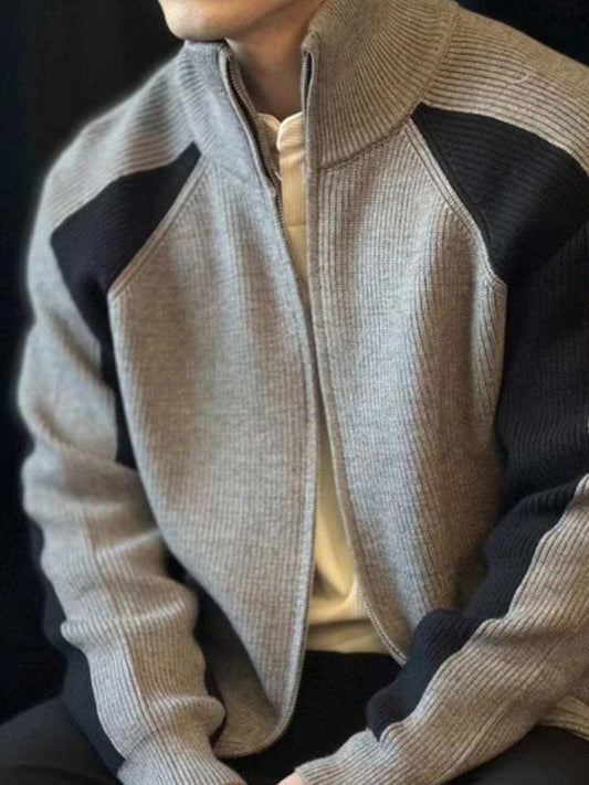 Men's Plus Size Zip Up Long Sleeve Cardigan - Trendsi - Flyclothing LLC