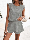 Printed Round Neck Top and Layered Shorts Set - Trendsi - Flyclothing LLC