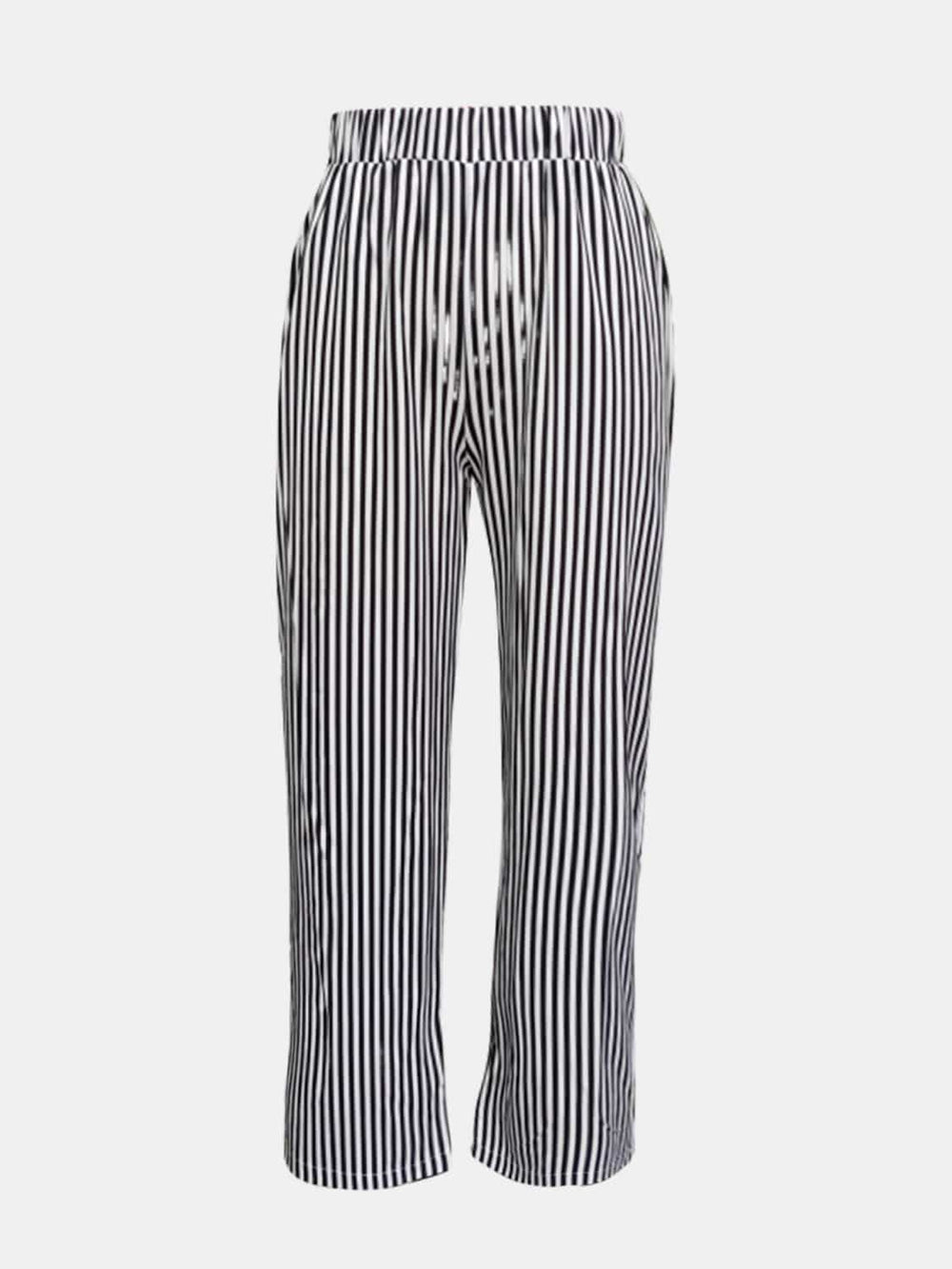 Striped Pants with Pockets - Trendsi - Flyclothing LLC