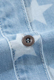 Raw Hem Star Collared Neck Denim Top - Trendsi - Flyclothing LLC