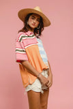 BiBi Mix And Match Stripe Color Block Shirt - Trendsi - Flyclothing LLC