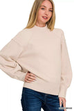 Zenana Viscose Mock Neck Exposed Seam Sweater - Trendsi - Flyclothing LLC