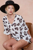 BiBi Leopard Printed V Neck Woven Top with Ruffled - Trendsi - Flyclothing LLC