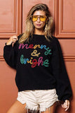 BiBi Tinsel Lettering Christmas Sweater - Trendsi - Flyclothing LLC