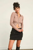 HYFVE Ribbed Double Zip Cropped Cardigan - Trendsi - Flyclothing LLC
