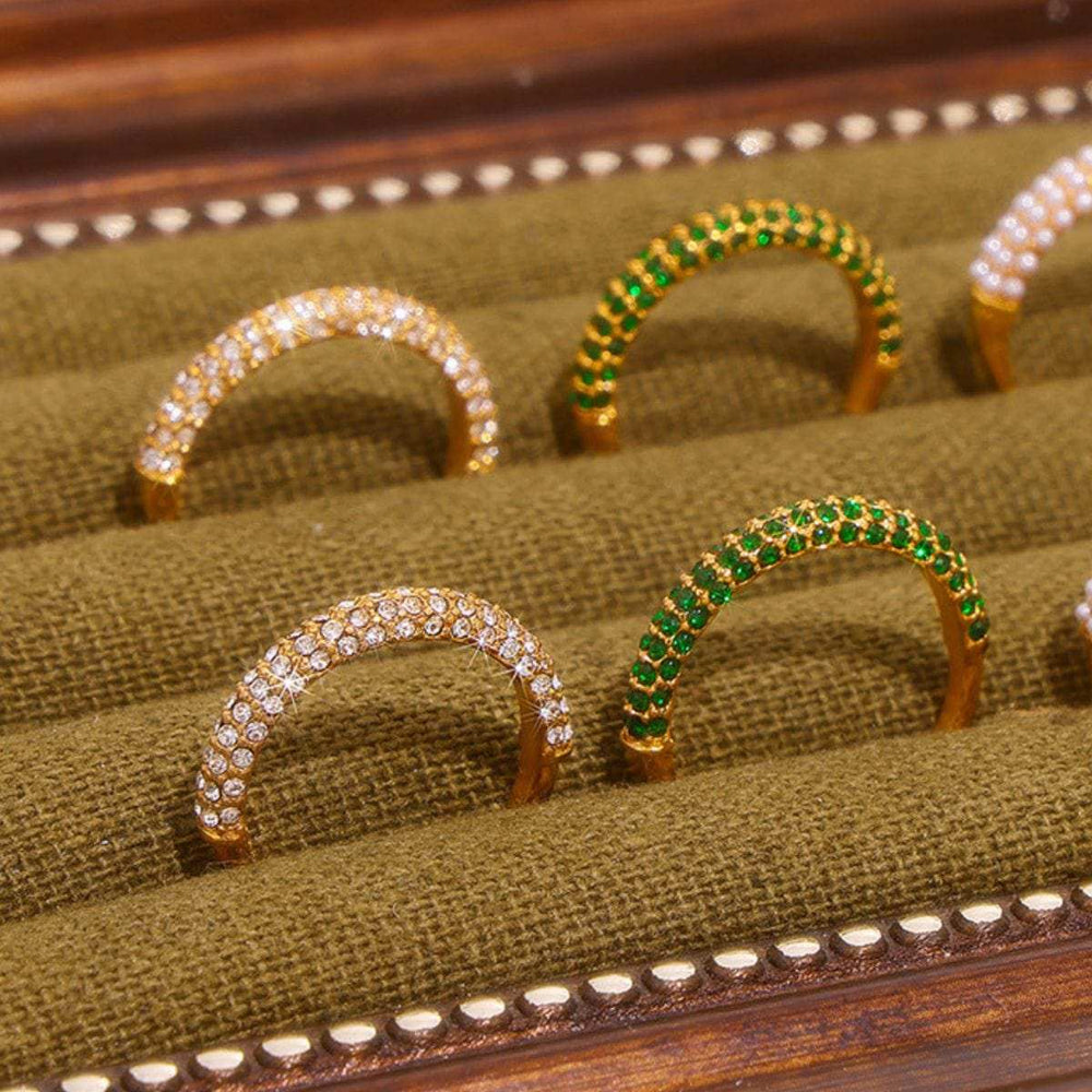 18K Gold-Plated Inlaid Zircon Ring - Trendsi - Flyclothing LLC